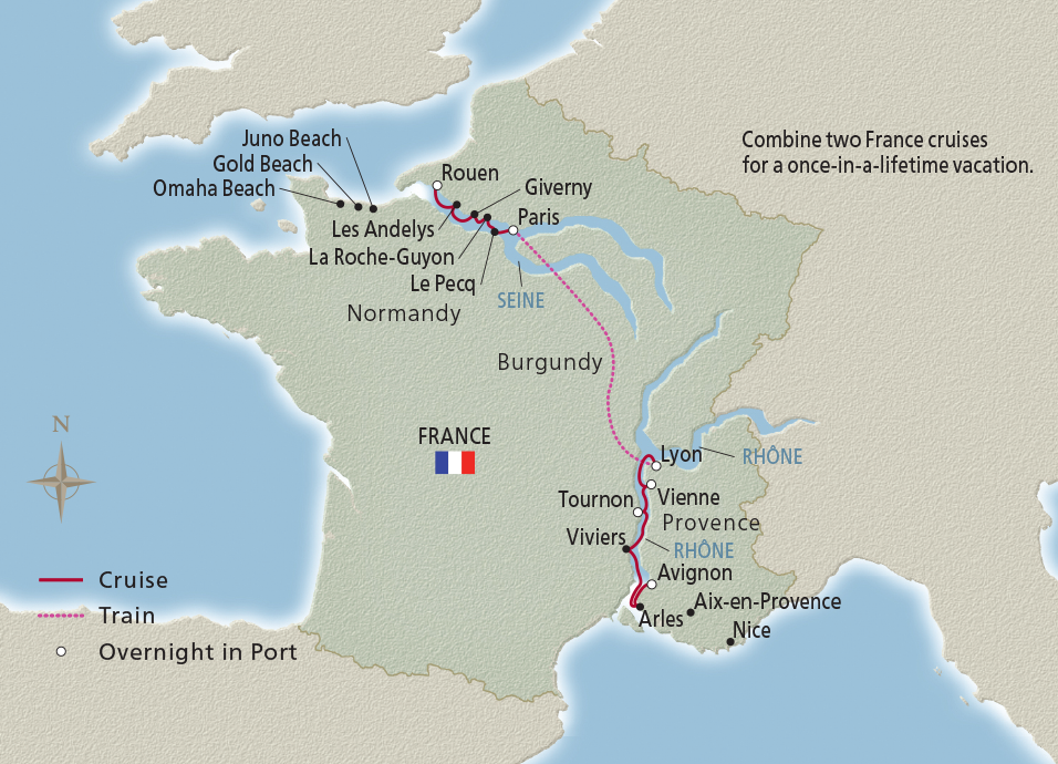 Map of the France's Finest itinerary