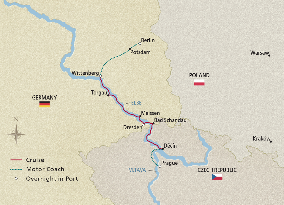Map of the 2024 Christmas Along the Elbe itinerary 