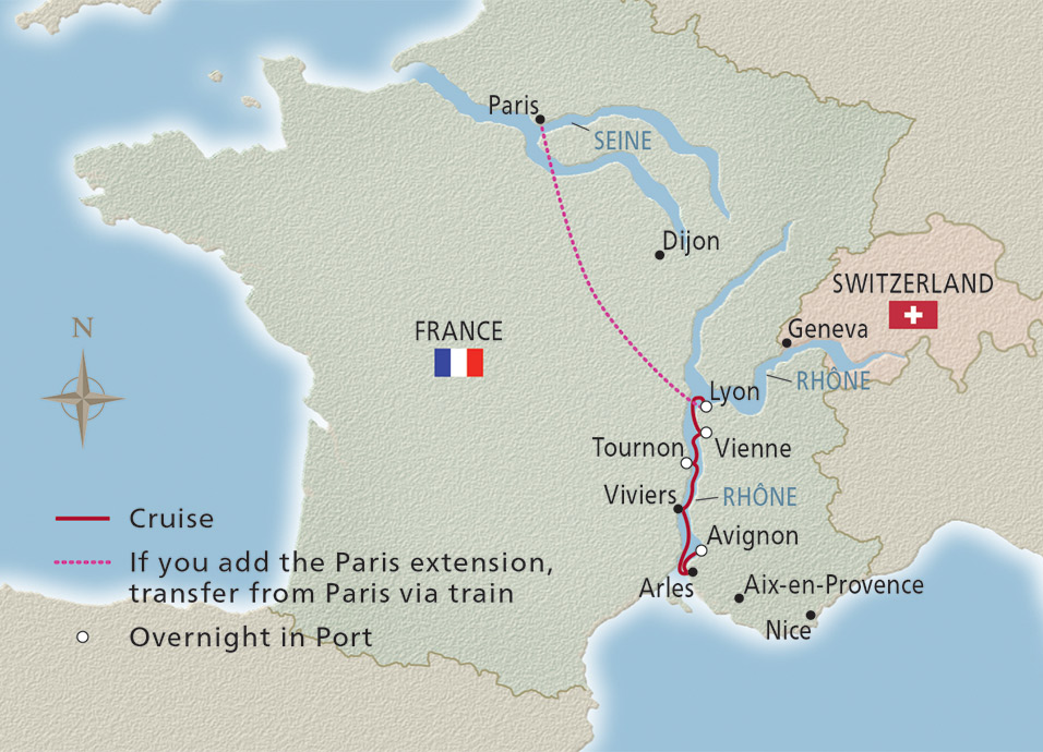 Map of Lyon & Provence itinerary