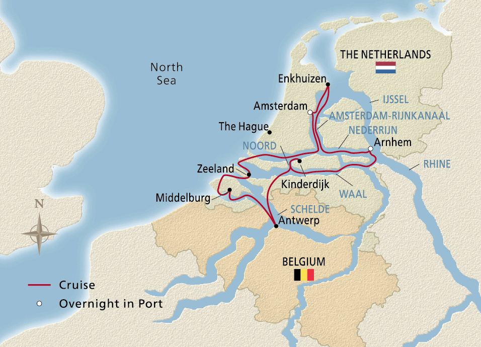 Map of the Tulips & Windmills itinerary 