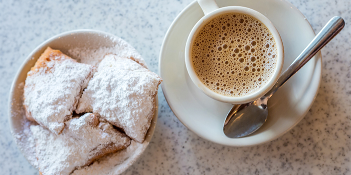 Beignets and coffee, New Orleans