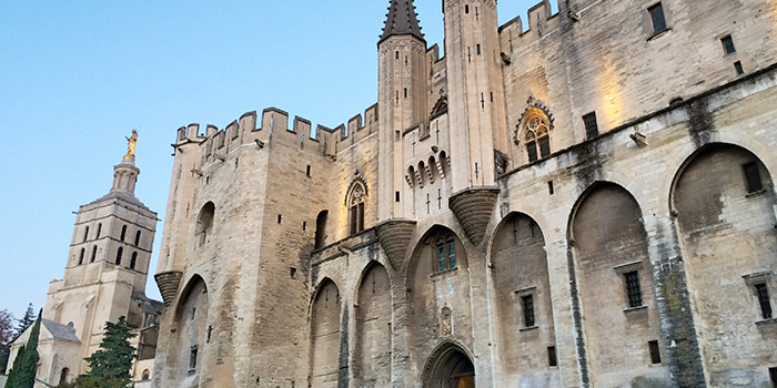 Avignon Palace of the Popes twilight