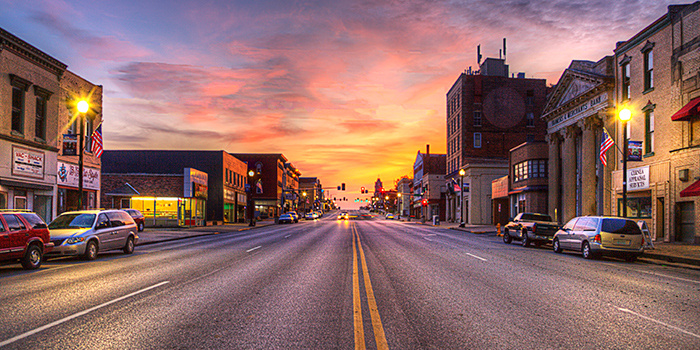 Townscape at twilight Hannibal, Missouri