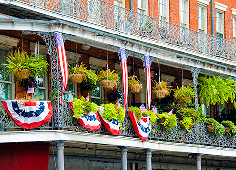 French Quarter building balcony in New Orleans, Louisiana