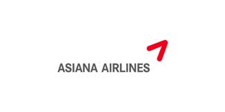 Asiana Airlines logo in black and red on a white background.