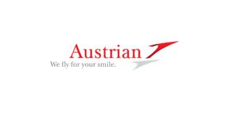 Austrian Airlines logo in red and grey on a white background.