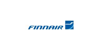 The Finnair logo in blue on a white background.