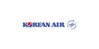 Korean Air Logo in blue and red, on a white background.